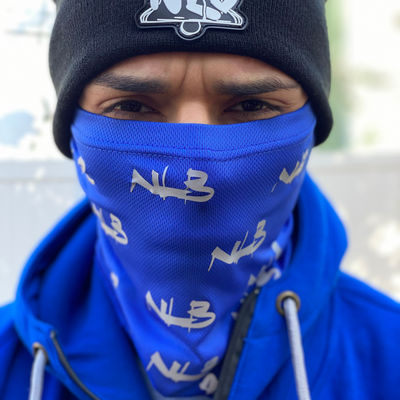 Blue Reflector Logo Gaiter Mask