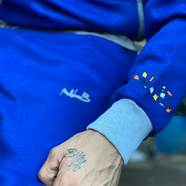 Blue/Gray Reflector Hoodie - Never-Look-Back-nlb