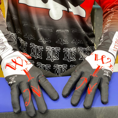 NLB RED AND BLACK FADE GLOVES