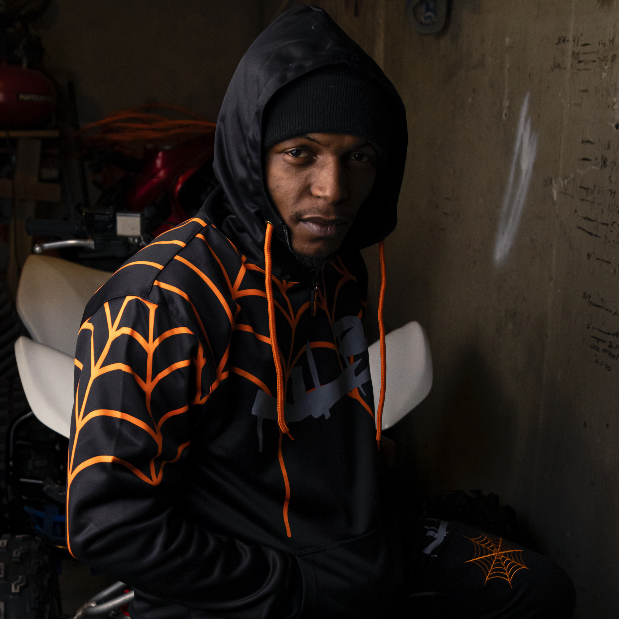 Black hoodie with orange sales