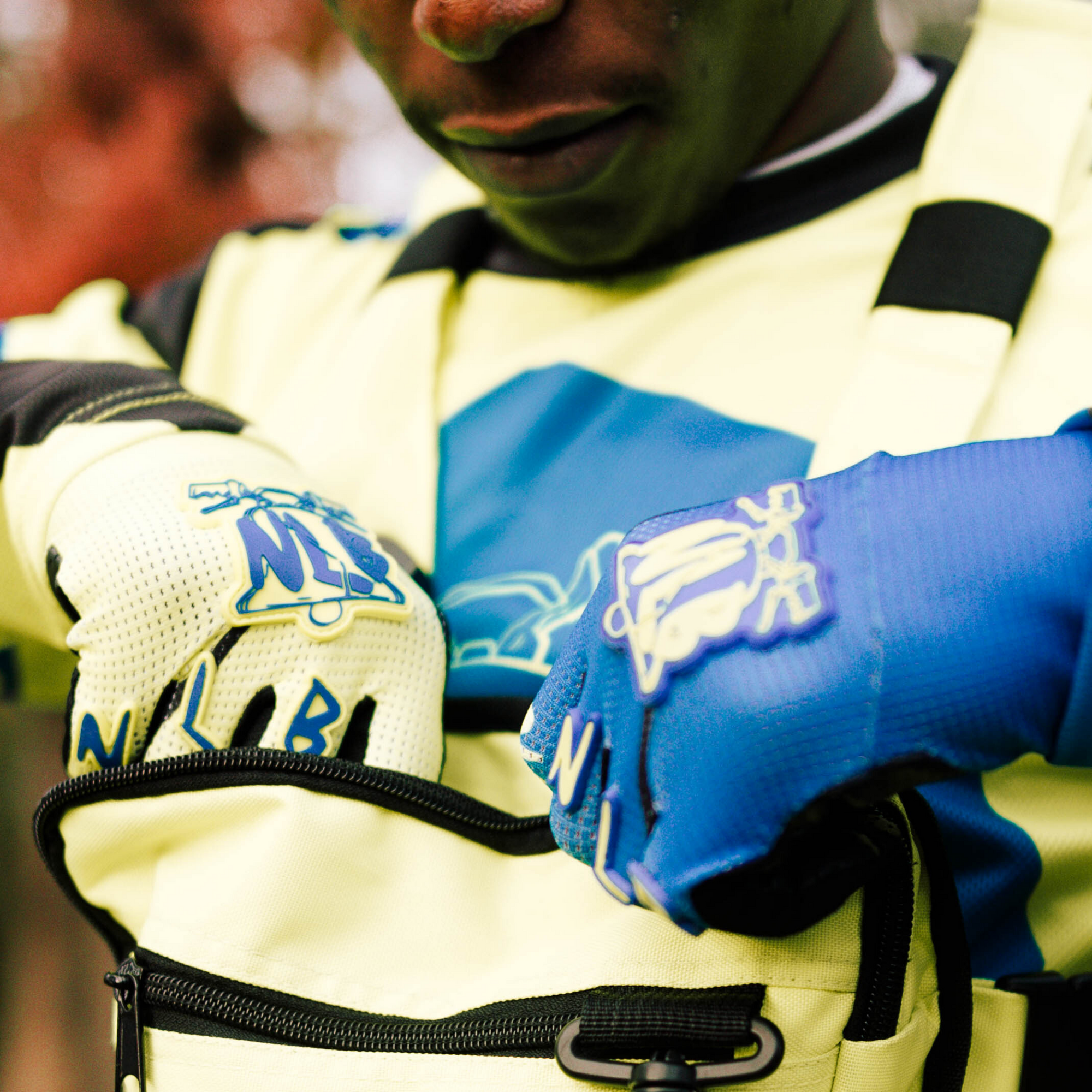 Flourescent Yellow/Blue/Black MX Gloves