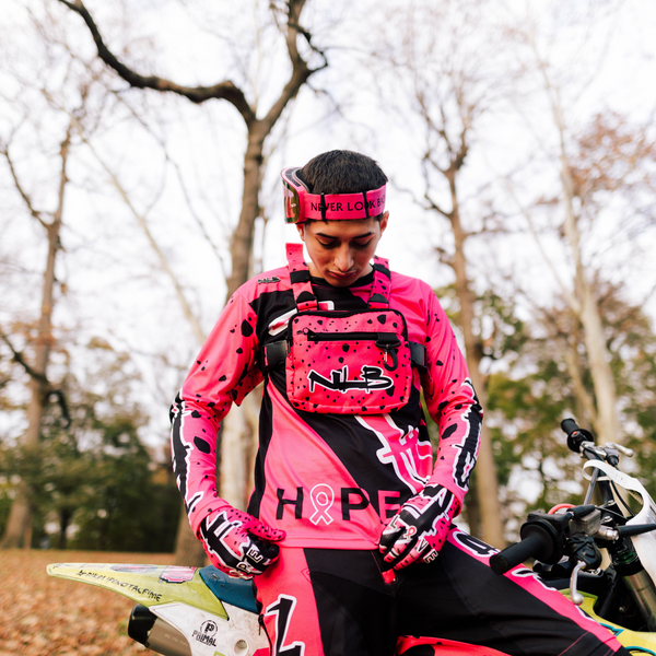 pink moto gear Never Look Back MX Racing | Love - Hope Cancer MX Jersey | 2XL