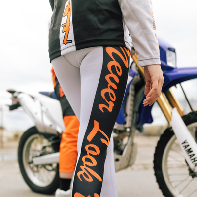 Grey/Orange Woman Leggings